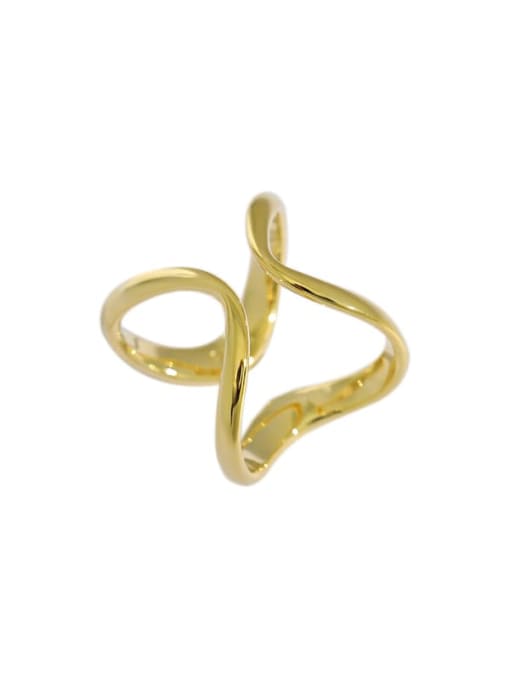 Gold [14 adjustable] 925 Sterling Silver Minimalist  Irregular lines Band Ring